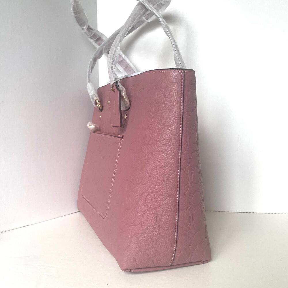 Coach Station Tote CDL99 Peony Pink Pebbled Leather Work Bag - Picture 6 of 11